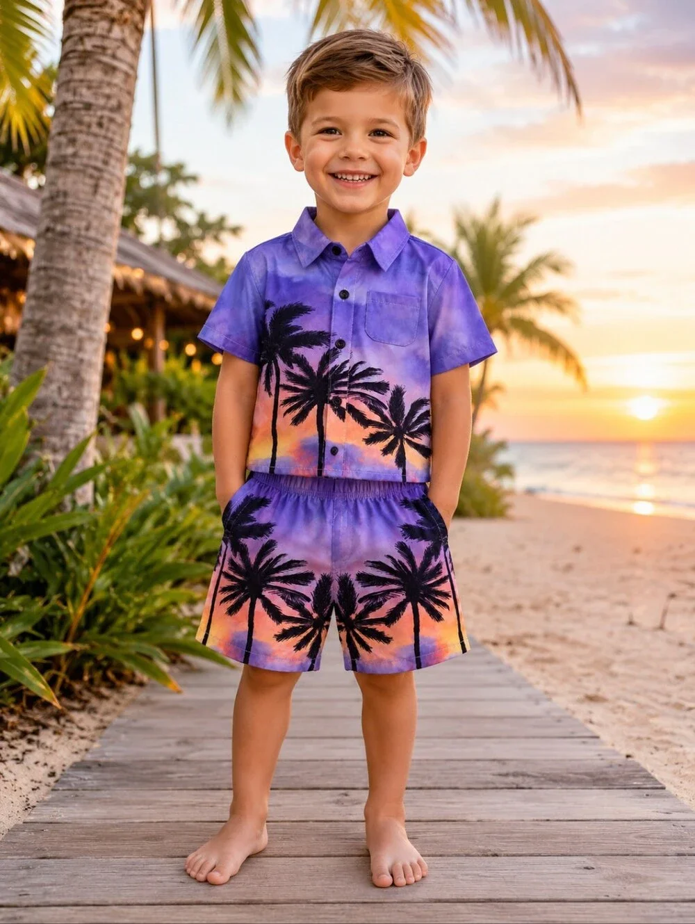 SHEIN BOYS SET OF 2 TROPICAL HAWAIIAN OUTFITS SZ 4T